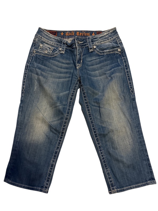 Rock Revival Pants - Rock Revival Women's Dark Wash Cropped Jeans - Blue